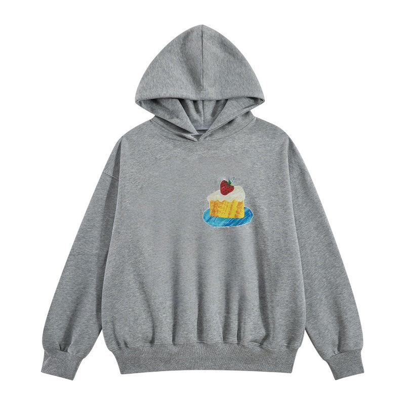 Retro Cake Print Oversized Hoodie