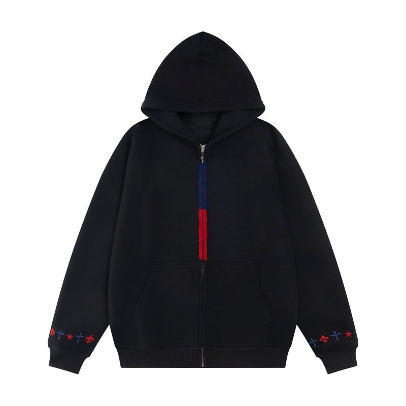 Hip Hoodie Color Block Striped Black Hoodie