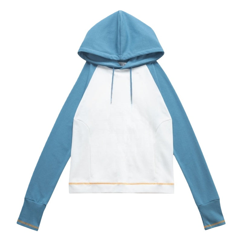 Color-Blocked Casual Slimming Hoodie